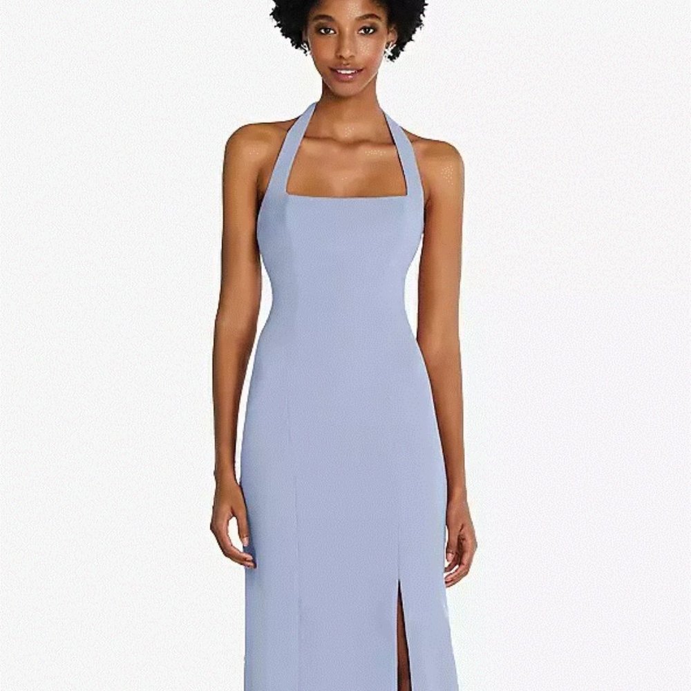 Tie Halter Open Back Trumpet Gown....TH088....Sky Blue....Size XS